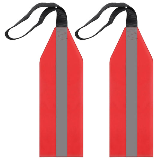 2 Pcs Red Safety Flag for Kayak Reflective Kayak Warning Flag Red Warning Flag Safety Flag With Black Webbing&Reflective Strip Canoe Safety Flag for Boats Canoes Kayaks Trucks