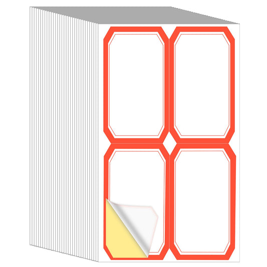 200 Pack Writable Name Tags 3.78" x 2.2" Blank Label Stickers for Organizing Color Coding Labels Rectangular Stickers Large Shipping Labels for Storage Boxes (Red)