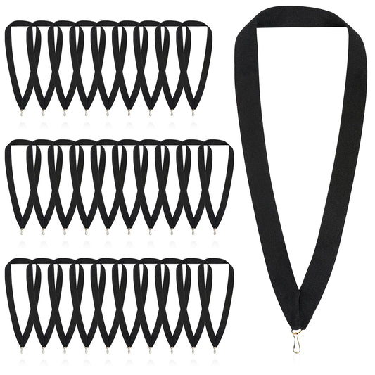 30Pcs Award Ribbon Lanyards Medal Ribbons Black Neck Ribbons for Medals Flat Medal Lanyards Ribbon Lanyard Medals with Snap Clips for Competitions Sports Meeting Sport Party