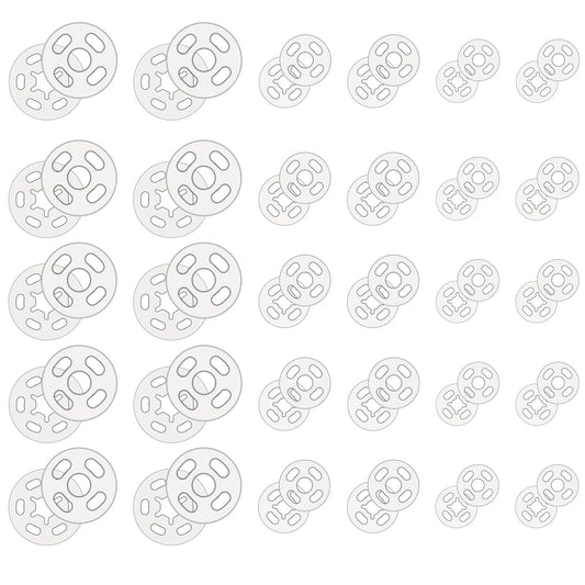 100 Sets Clear Snaps for Sewing, Plastic Sew on Snap Buttons Invisible Sewing on Snap Buttons Fasteners Buttons Round Clear Press Button for Shirts Sewing Clothing DIY Craft, 7 Mm 10 Mm 15 Mm