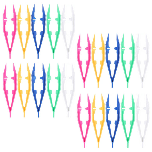 20 Assorted Colors Plastic Tweezers, 4.3 Inch Craft Tweezers Beads Forceps for Handmade DIY Craft Jewelry Making, Kids Tweezer for Family, Home, Classroom, School, Beading Project, Creative Game