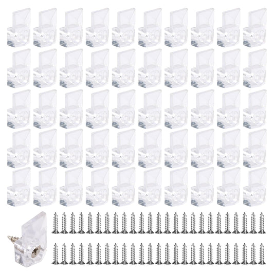 Mirror Holder Clips, 50 Sets Mirror Mounting Clips Kit, Glass Mirror Frame Retainer Clips, Mirror Brackets Mirror Hanger Clips for Frameless Mirror, Mirror Hanging Hardware with Screws for Wall Door