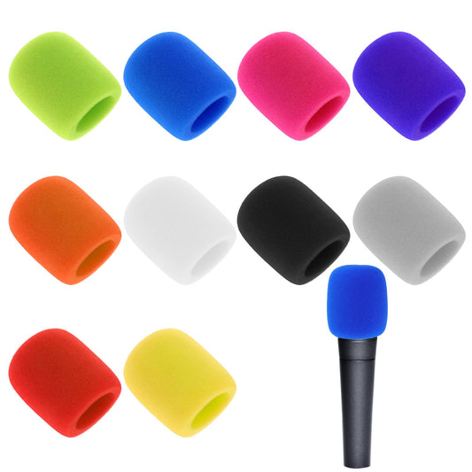 10 Pcs Reusable Micro Foam Filter Microphone Windscreen Covers Thick Foam Covers for Microphone Colorful Foam Mic Cover for Most Handheld Stage Microphone for KTV