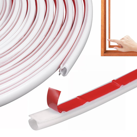 Sealing Tape, Door Seal, Self-Adhesive Rubber Seal, Sealing Tape, 6 m, Front Door Seal, Waterproof Window Seal, Sealing Tape, Door Seal for Window and Door Frames (D-White)