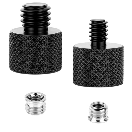 4 PCS Aluminum Camera Screw 1/4" to 3/8" Adapter and 3/8" to 1/4" Adapter Set Microphone Adapter 1/4" Mic Adapter Mic Stand Adapter 3/8 to 1/4 Tripod Screw Adapter for Stand Microphone Stand (Black)