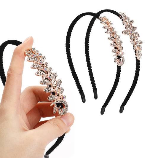 2 Pack Women Hairbands Crystal Rhinestone Headbands