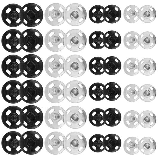 160 Sets Metal Sew on Snap Buttons Fasteners Buttons Invisible Button Snaps Sewing on Snap Buttons Round Black & Silver Press Button Snaps for Fabric Sewing Shirts Sewing Clothing DIY Craft, 8mm 10mm
