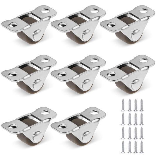 8 Pack Mini Caster Wheels 0.5 Inch Little Rubber Rolling Wheels with Steel Top Plate Metal Fixed Plate Rubber Low Profile Caster Wheels for Small Appliances Furniture DIY Project