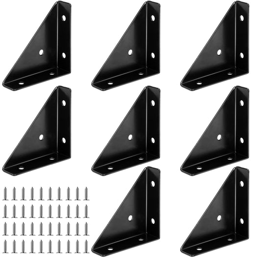 Corner Bracket, 8 Packs Bed Corner Support, Angle Corner Brackets, Shelf Brackets Triangular Bracket Fastener, Braces Joining Support with Screws, Corner Bracket for Desk Bed Edge