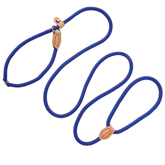 Hariendny Dog Slip Leads, 5 FT Polyester Rope Leash for Small Medium Large Dogs, No Pull Pet Training Leads, Blue
