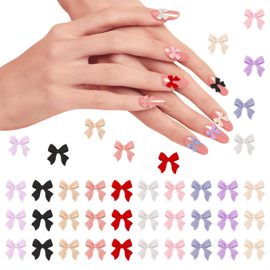 200Pcs Mixed Bow Nail Charm, Colorful 3D Bowknot Charms for Nail Resin Bow Nail Rhinestones Flatback Bow Nail Stud Cute Kawaii Pretty Nail Bow Charms Decor for DIY Manicure Nail Phone Case Women Girls