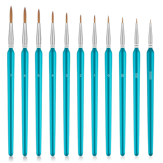 11Pcs Miniature Paint Brushes, Fine Tip Detail Paint Brush with Ergonomics Grip Handles, Detail Paint Brushes for Acrylic, Watercolor, Models, Craft (Blue)