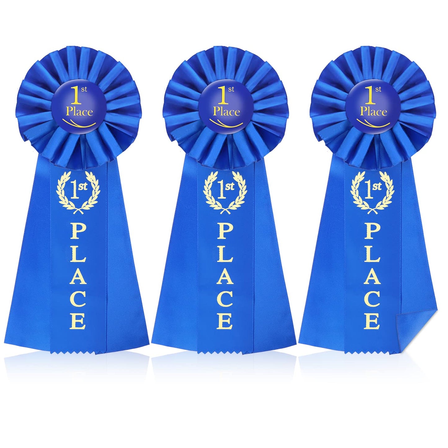 3 Pcs 1st Place Rosettes Award Ribbons Winner Ribbons 1st Grand Prize Ribbon Award Ribbons Deluxe Recognition Ribbons for Competition, Sports Event, Students, Soccer Match