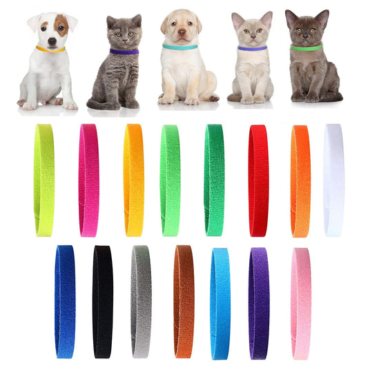 15 Colors Puppy ID Collars Soft Adjustable Whelping Collars Multi Coloured Identification Puppy Collar for Dog Kitten Whelping Newborn Pet, Length 23.5cm
