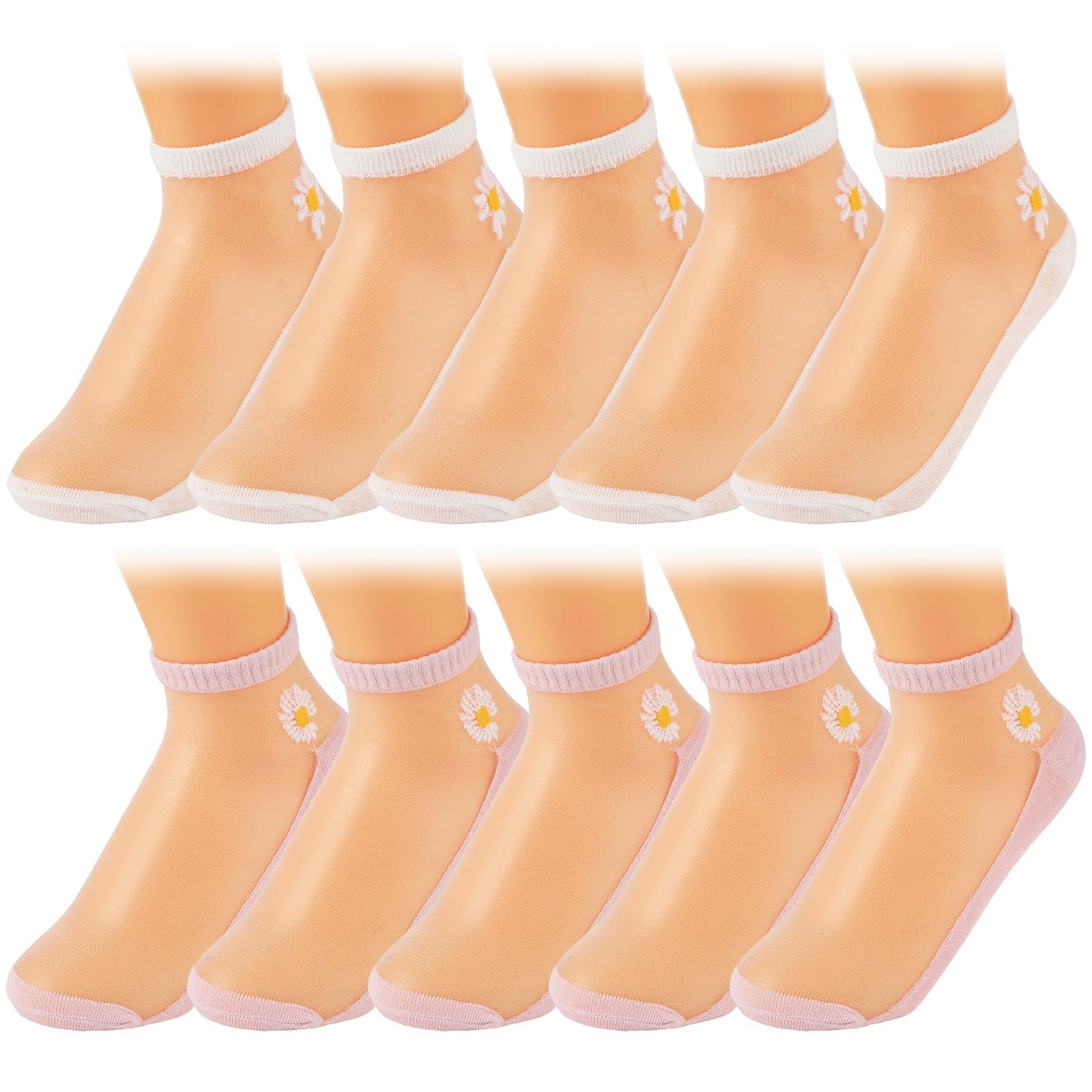 salbsever 10 Pairs Translucent Sheer Silk Socks Women No Show Socks Sheer Invisible Socks Nylon Boat Socks Thin Mesh Low Cut Liner Socks Breathable Comfortable Ankle Socks Foot Socks