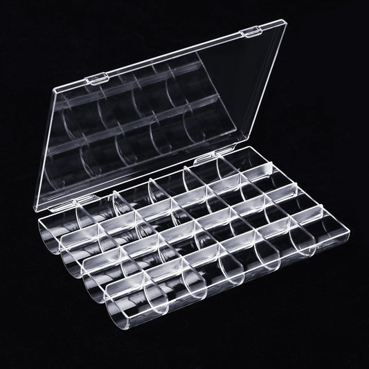Hariendny 24 Grids Clear Plastic Organizer Box Transparent Nail Charm Organizer Empty Craft Organizers Display Case Compartment Container for Bead Rings Earrings Jewelry DIY Crafts