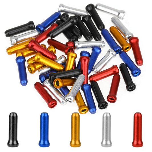 Pack of 100 Bicycle End Caps Colourful Gear Cable End Caps Brake Cable End Sleeves Bicycle Brake Cable Caps for Road Bike Mountain Bike Brake Cable Shift Cable