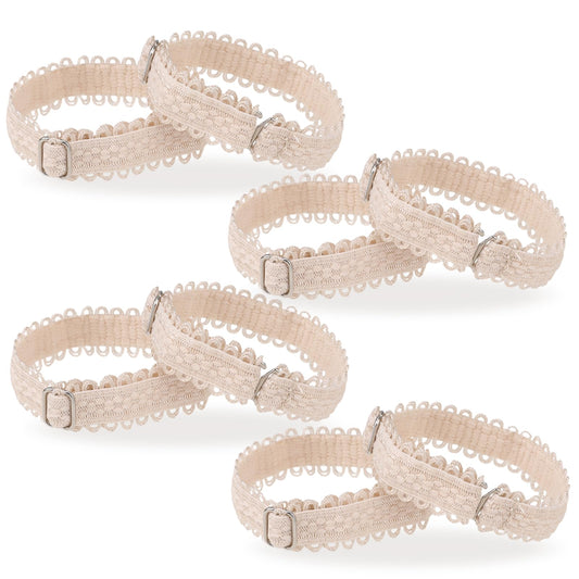 KALIOEN 4 Pairs High Heel Shoe Straps, Elastic Replacement Heel Straps, Adjustable Detachable Shoe Straps for Heels, Anti-Loose Ankle Straps for Women Girls Holding Loose High Heels, Beige