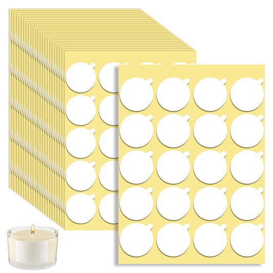 480PCS Candle Wick Stickers Heat Resistance Double-Sided Round Stickers with The Little ‘‘Tail’’ Stable Hot Wax Stickers Adhesive for Candle Making