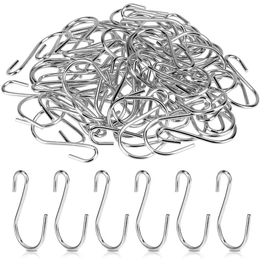 Mozeat Lens 60 PCS 1 Inch Mini S Hooks for Hanging S Shaped Hanging Hooks Stainless Steel S Hooks Metal Mini Ornament Hooks for Crafts Jewelry Hanging Pot Plants, Silver