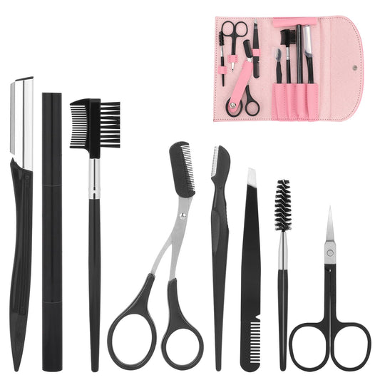 8 Piece Professional Eyebrow Care Set Eyebrow Scissors Set Wift Gift Box Tweezers Eyebrow Plucking Eyebrow Razor Set with Tweezers Eyebrow Comb Eyebrow Pencil Razor and Scissors