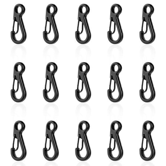 15 Pack Mini Keychain Clip Small Metal Spring Snap Hook Buckle Clasps Tiny Alloy Keychain Clips for Keys Handbag Purse Straps Backpack Bottle Lanyard Camping Accessories