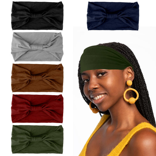 Wide Headbands for Women,6 Pcs Large Boho Headbands Non-Slip Yoga Elastic Hair Bands Workout Running Sport Headbands for Lady(Color A)