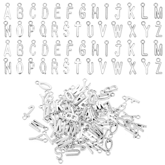 A-Z Charms for Jewellery Making, 104 PCS Alphabet Necklace Charms Alloy Letter Charms Metal Jewellery Charms Bracelet Pendants Charms for Bracelets Necklace Earring Jewelry DIY Crafts Making Supplies