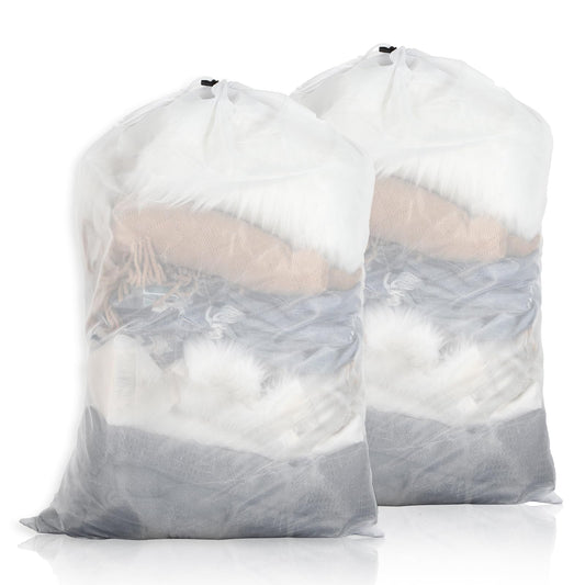 2Pcs Extra Large Mesh Laundry Bag with Drawstring,Mesh Laundry Bags 23.6×35.4inch Washing Bag Net for Washing Machine Delicates Bag for Washing Machine Laundry Mesh Bag Drawstring Laundry Bag for Coll