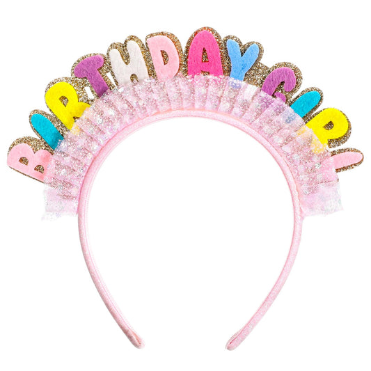 Birthday Headband for Girls, Birthday Girl Headband Princess Crown for Women Happy Birthdays Decorations Glitter Party Hair Accessories