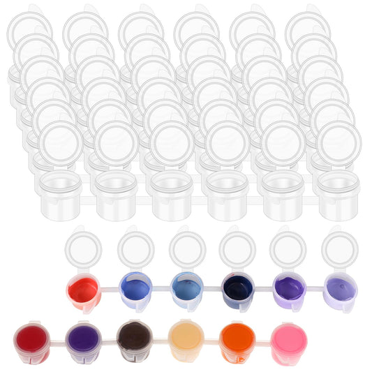KALIONE 36pcs Empty Small Paint Pots with Lids, 5ml/0.17oz Clear Paint Pot Strips, Small Paint Containers with Lids, Paint Storage Containers for Art Paintings, 6 Strips (6Pcs/Strip)