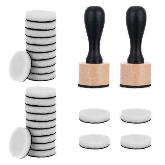 2PCS Mini Round Ink Blending Tool with Foams Set Including 24PCS Replacement Refill Sponge, Refill Foam Tool No More Inky Fingers Ink Blending Tool with Spare Pads for Craft Stampin Foam Scrapbooking