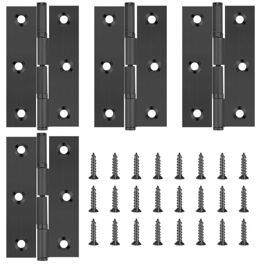 4 Pack Door Hinges Stainless Steel Folding Bifold Butt Cabinet Hinges Black Door Hinges with Screws for Door, Furnitures, Wooden Boxes, Windows, Cupboard, Dressers 70 x 40mm