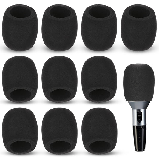 Black Foam Mic Cover, Handheld Microphone Windscreen Microphone Cover Micro Foam Filter Reusable Foam Covers for Most Microphone