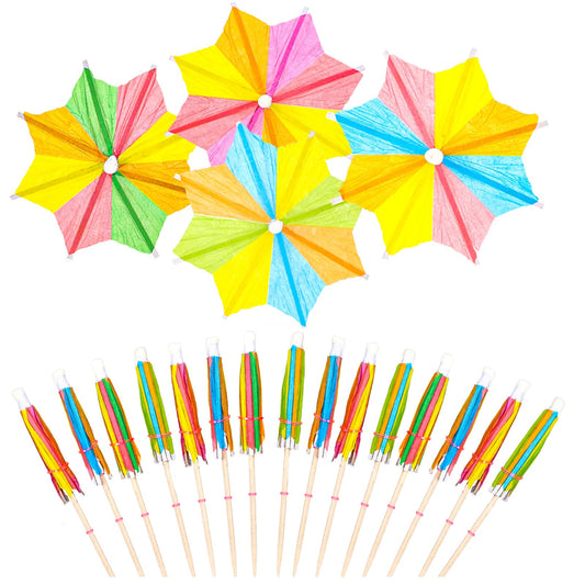 Cocktail Umbrellas for Drinks, 50 PCS Mini Colorful Paper Drink Umbrellas, Cocktail Parasol Picks, Handmade Mini Umbrellas for Drinks Pool Party Cupcake Toppers for Summer Beach Fruit Cake Topper