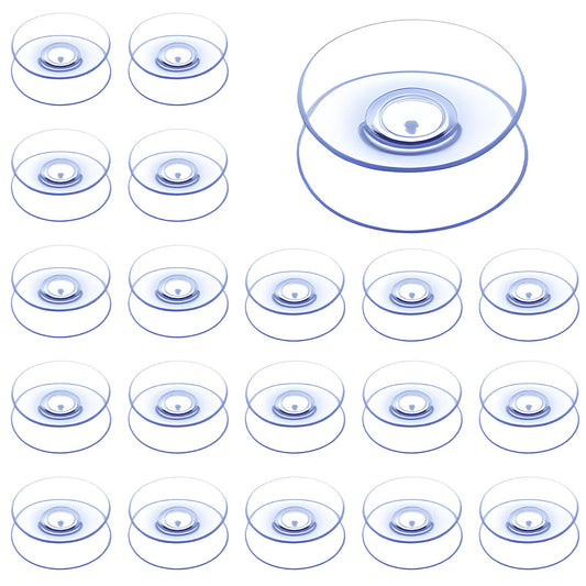 20 Pcs Double Sided Suction Cups, 1.2 Inch Clear Plastic Sucker Pads Clear Silicone Bumpers Small Suction Cups Glass Table, Mirror, Aquarium