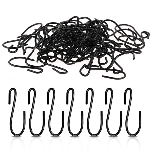 Mozeat Lens 60 PCS 1 Inch Mini S Hooks for Hanging S Shaped Hanging Hooks Stainless Steel S Hooks Metal Mini Ornament Hooks for Crafts Jewelry Hanging Pot Plants, Black