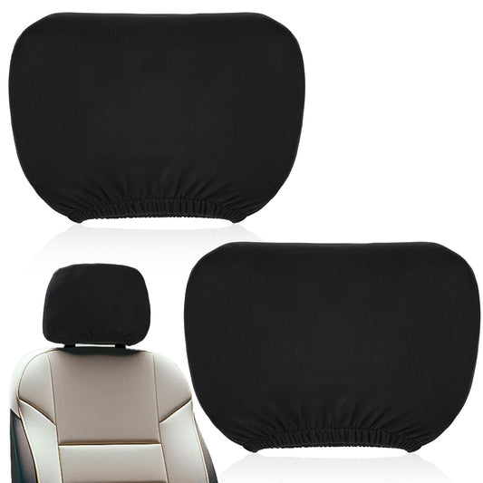 2 Pcs Universal Car Headrest Cover Soft Washable Dirt-Proof Car Head Rest Protector Universal Headrest Covers Vehicle Accessories Headrest Cover for Most Cars Trucks (Black)