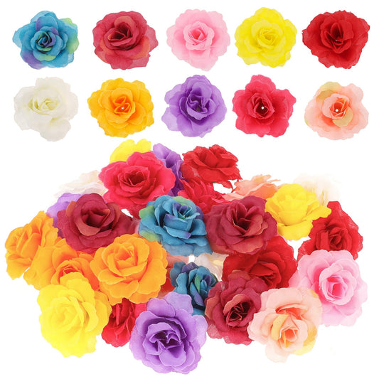 30 Pcs Artificial Flowers Peony Roses Artificial Flowers Decorative Small Fake Flowers, Mini Silk Flower Heads Small Fake Fabric Flowers, Faux Fabric Flowers Wedding Home Birthday Decoration(10 Colors