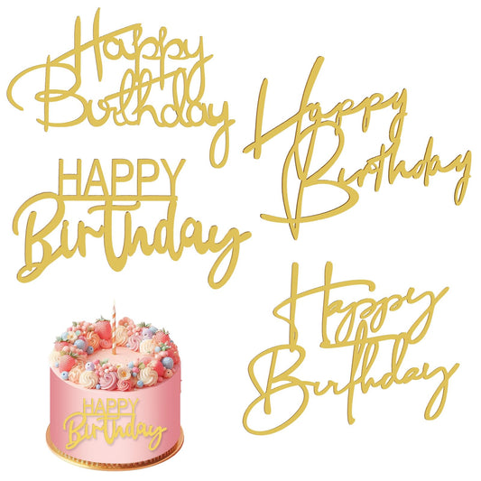 4 Pcs Gold Cake Decoration Gold Happy Birthday Cake Toppers 4 Styles Acrylic Glitter Letters Birthday Cake Decorations Gold Cake Topper Cake Letters Gold Happy Birthday Cake Topper for Photo Supply