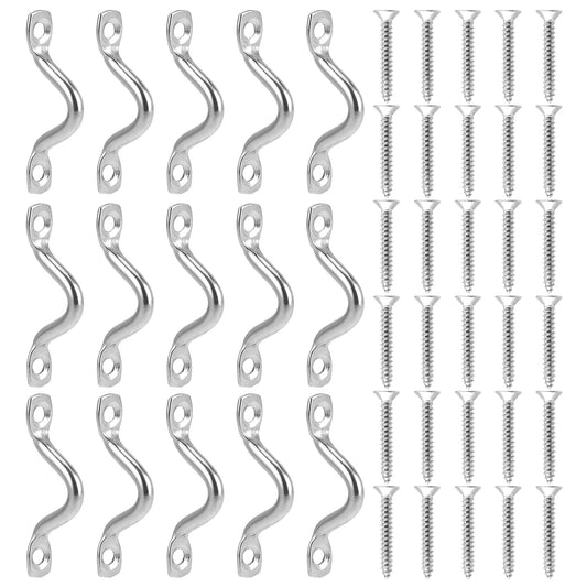 15Pcs M4 316 Stainless Steel Boat Rope Loop Kayak Tie Down Straps Hardware Bimini Top Straps Loops Tie Down Anchor Hooks Boat Deck Hardware