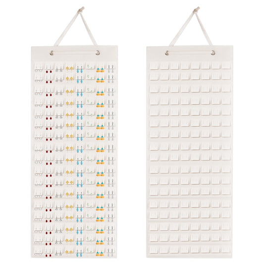 Hanging Jewelry Organizer, 1 Pack Earring Holder Organizer, Earring Storage Wall Monut Bag, Large Capacity Earring Hanger Felt Stud Earring Display for Women Girls Earrings Necklaces Brooch Pins