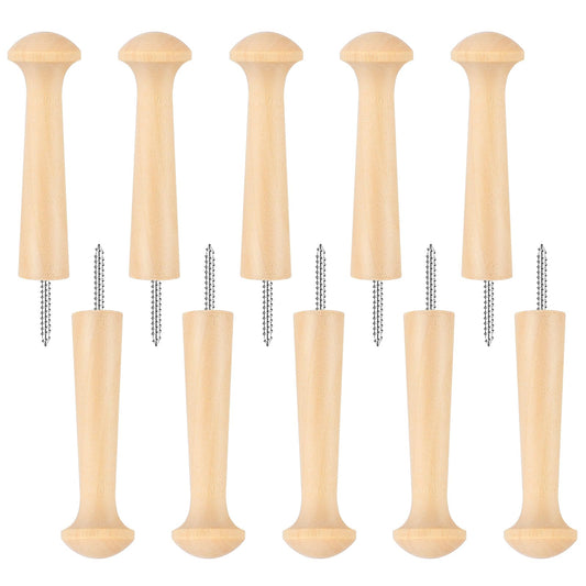 10 Pcs Wooden Shaker Peg Screw-On Wood Hook Shaker Pegs, 3.7inch Wood Hooks Peg Hooks, Unfinished Wood Shaker Pegs for Hanging Clothes Hats Keys Bags Towel