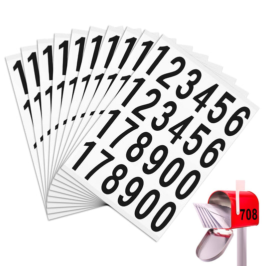 240 PCS 10 Sheets Numbers Stickers Mailbox Numbers, 2 Inch Self Adhesive Vinyl Numbers Waterproof Number Stickers Outside Trash Numbers Stickers for Residence and Mailbox Signs (Black on White)