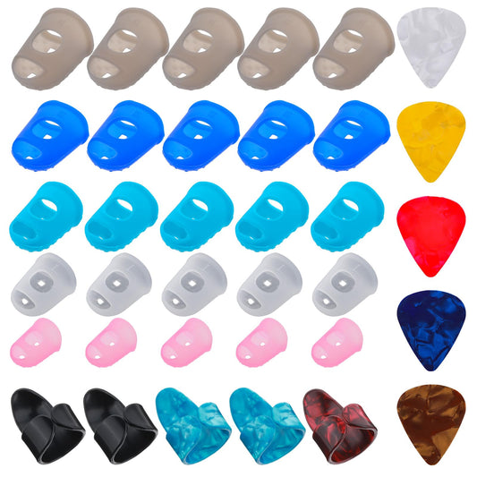 35 PCS Silicone Guitar Finger Protector Guitar Fingertip Guards 5 Sizes Anti Slip Fingertip Protectors Fingertip Protection Covers Caps for Stringed Instruments, Sewing and Embroidery