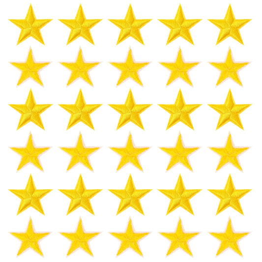 30Pcs Gold Star Iron on Patches Sew on Star Embroidered Patches 1 Inch Star Patches Applique Patches Fabric Patch Star Vintage Patches for Clothing Repair, Jackets, Hats, Backpacks, Jeans, Star Decor