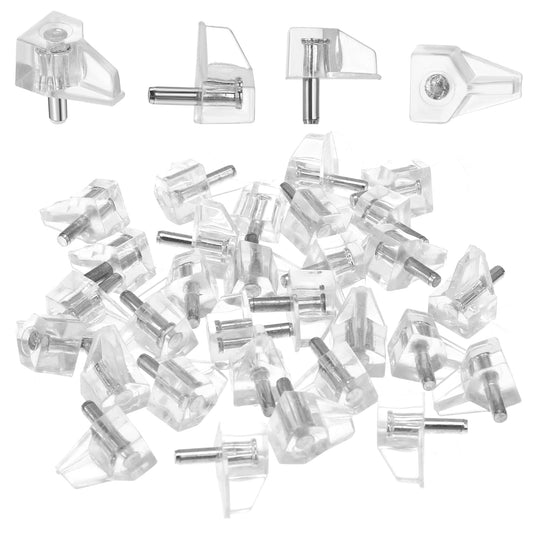 1/8 Inch (3mm) Shelf Support Peg Clear Plastic Cabinet Shelf Support Pins Shelf Holder Pins Replacement Pegs Furniture Shelves Holder Pegs Shelf Pegs for Kitchen Furniture Cabinet Bookcase, 30Pcs