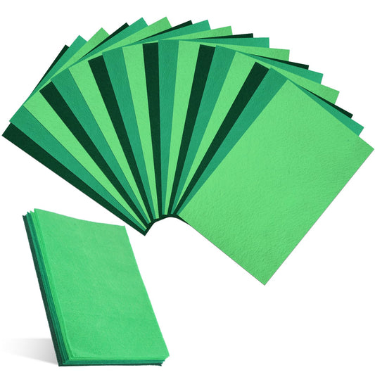 8"X12" Felt Sheets for Crafts, 18 PCS Thin Craft Felts Squares Sheets Stiff Sewing Felt Paper Non-Woven Felts Fabric Pads for DIY Art Craft Sewing Patchwork Projects Making, Green