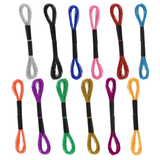 12 Skeins Metallic Embroidery Thread Multicolor Embroidery Skein Threads Embroidery Floss Glitter Embroidery Thread Cross Stitch Polyester Thread for Friendship Bracelets DIY Embroidery Crafts