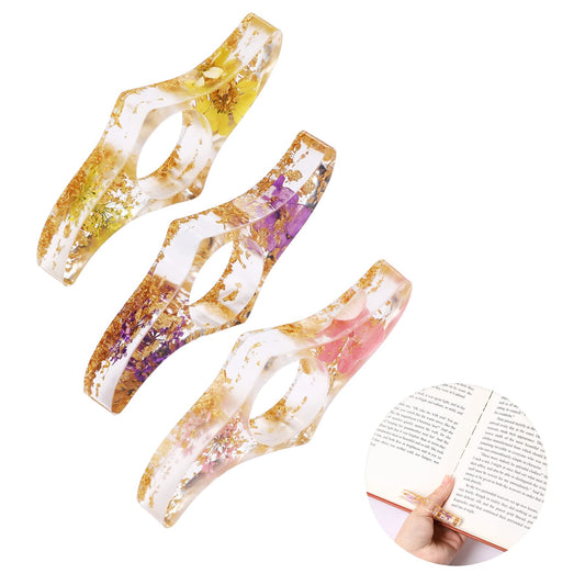 Book Page Holder,3 Pieces Dried Flower Resin Thumb Book Holder Transparent Thumb Ring Page Holder Personalized Bookmark Holder Book Opener Handmade Book Reading Accessories for Teachers Book Lovers